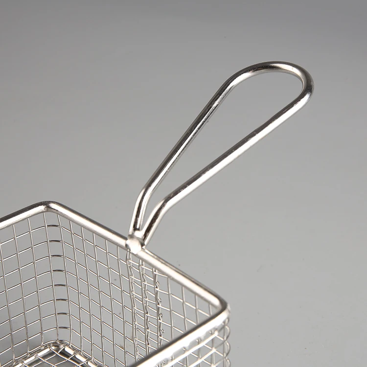 Stainless Steel French Fries Baskets Home Kitchen Mini Square Fry Baskets Restaurant Storage Filter Baskets Oil Washing Cooking