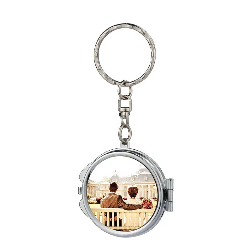 Metal Ladies Gift Sublimation Double-sided Blank Portable Mirror Keychain