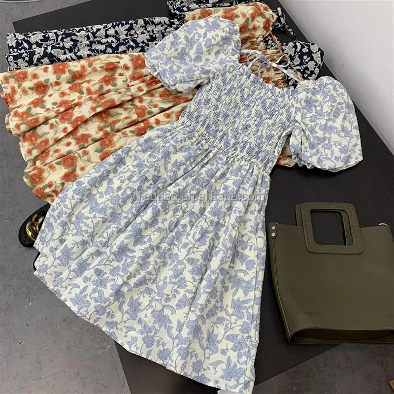 Floral Dress New Female Summer Dress Girl Girl Summer Female with Frilly 2024 new model