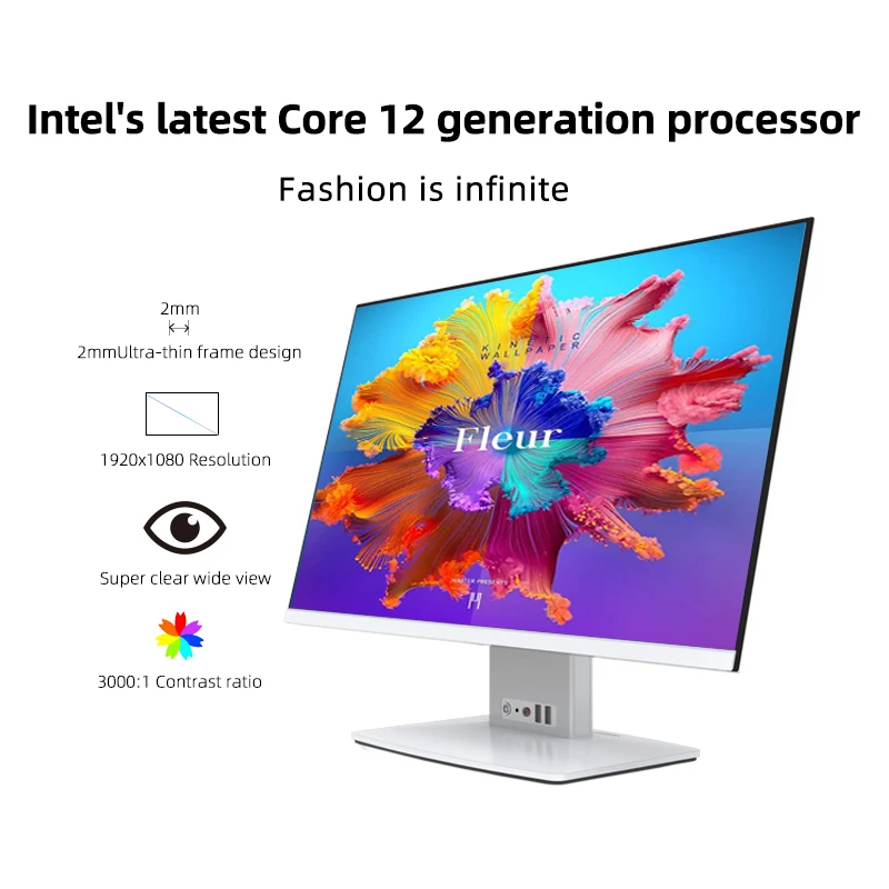 New Extremely Thin Computer Intel 12th CPU 12 Cores 20 Threads Colorful All in One PC with Fast Running Processor