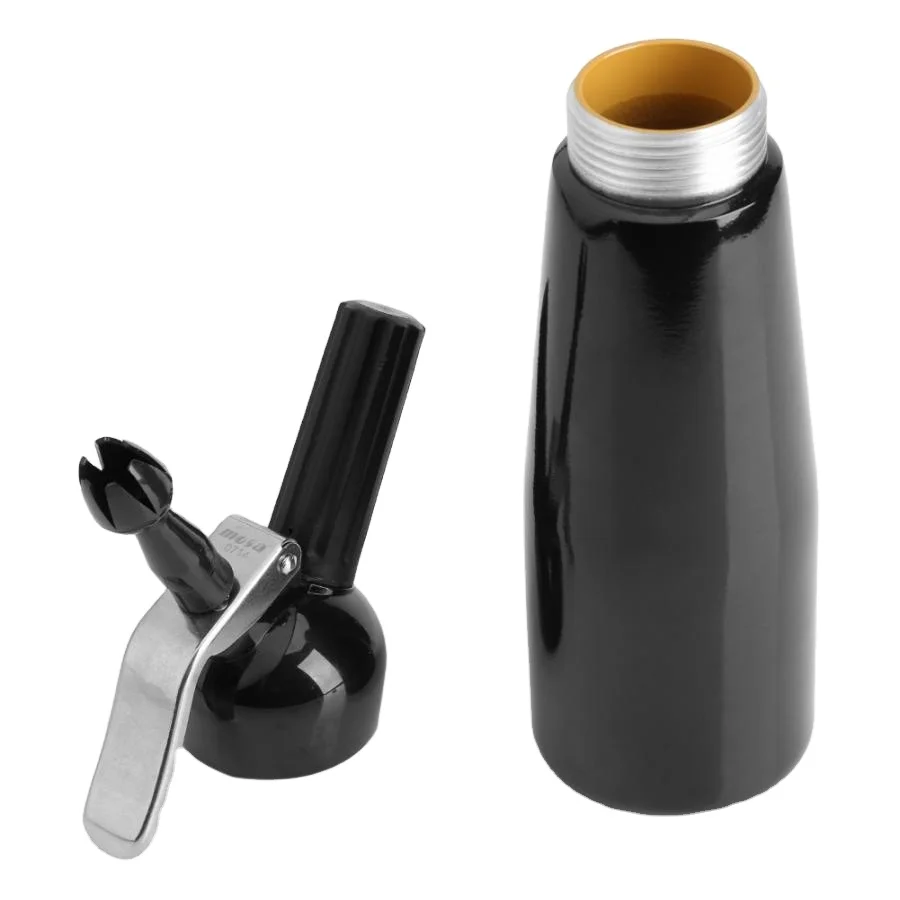Hot sale 500mL black Aluminum alloy Professional Whipped Cream kitchen baking tool with Nozzles Portable outdoor use