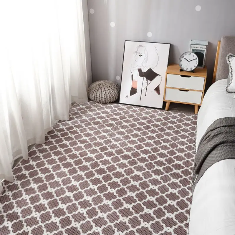 Girl Bedroom Carpet for Children Modern Lattice Living Room Large Rugs Decoration Teenager Green Blue Pink Kids Mat On The Floor