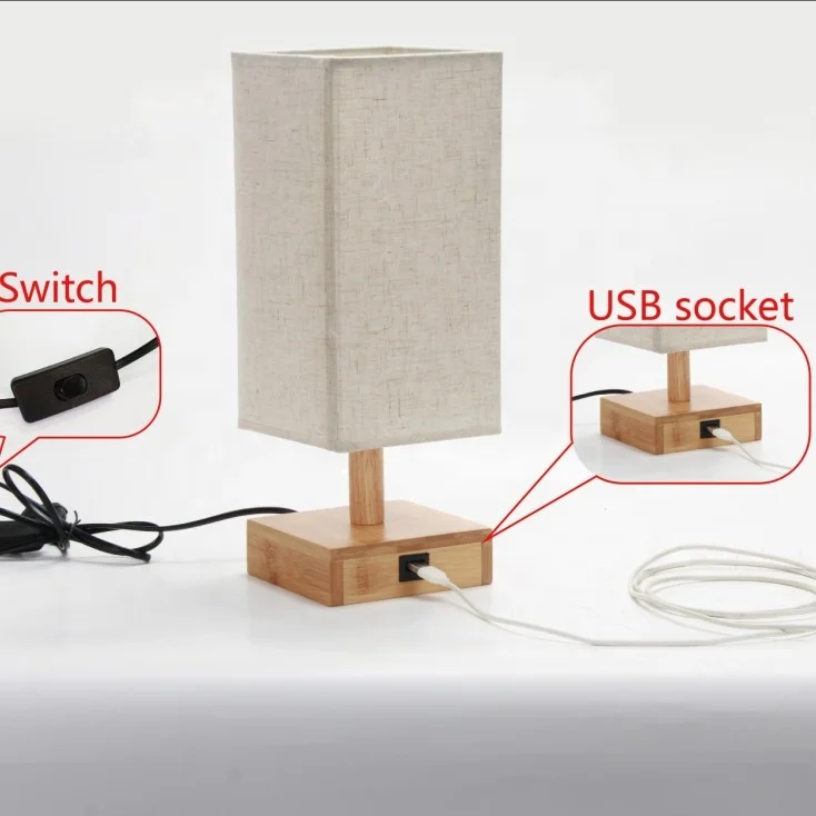 led USB wood table lamp