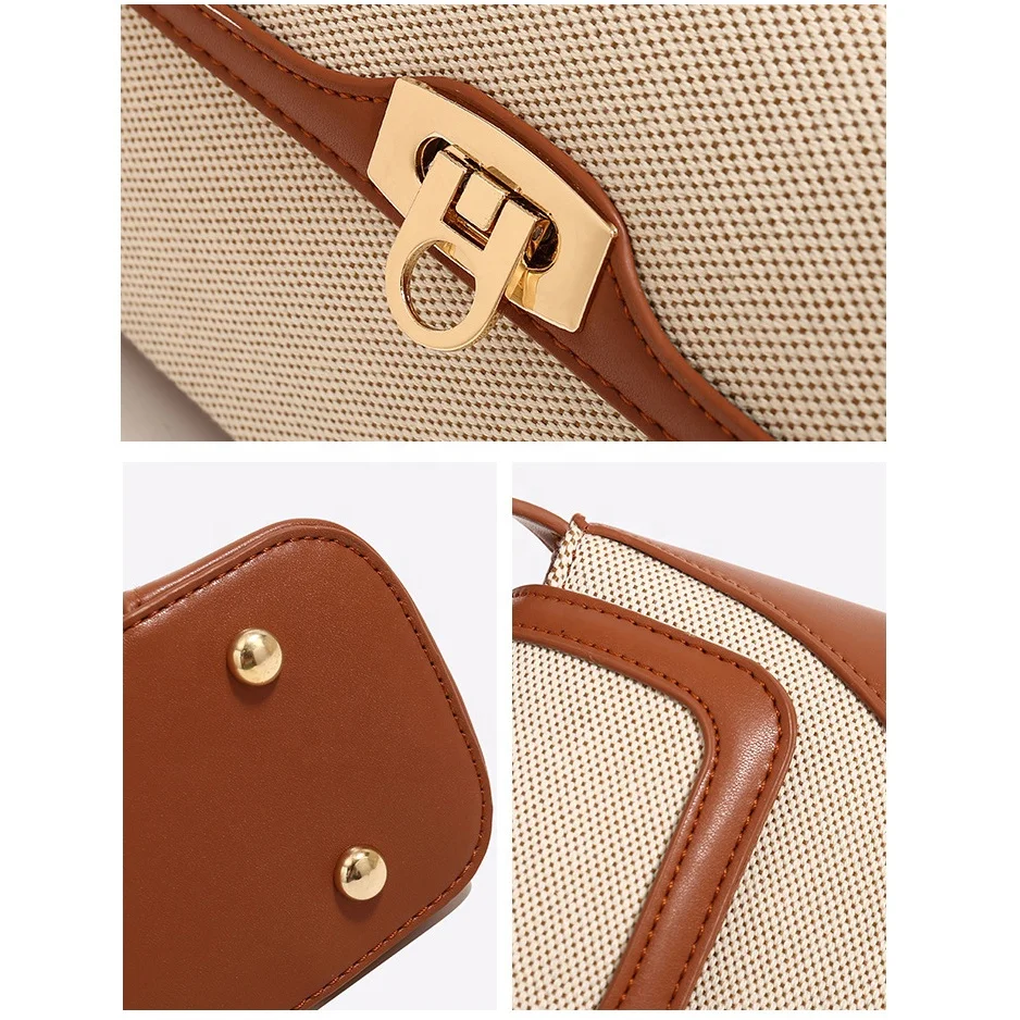 New Female Small Flap Canvas Bag Shoulder Cross Armpit Bag Latest College Girls Underarm Patchwork Clutch Hand Bags for Women