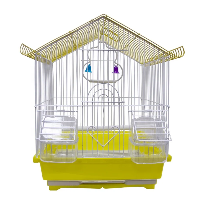 
Decorative Breeding Birds Cages Iron Wire Canary Cage with Handle Yellow Aiyue Manufacturer Folding Pet Parrot Bird Cage 