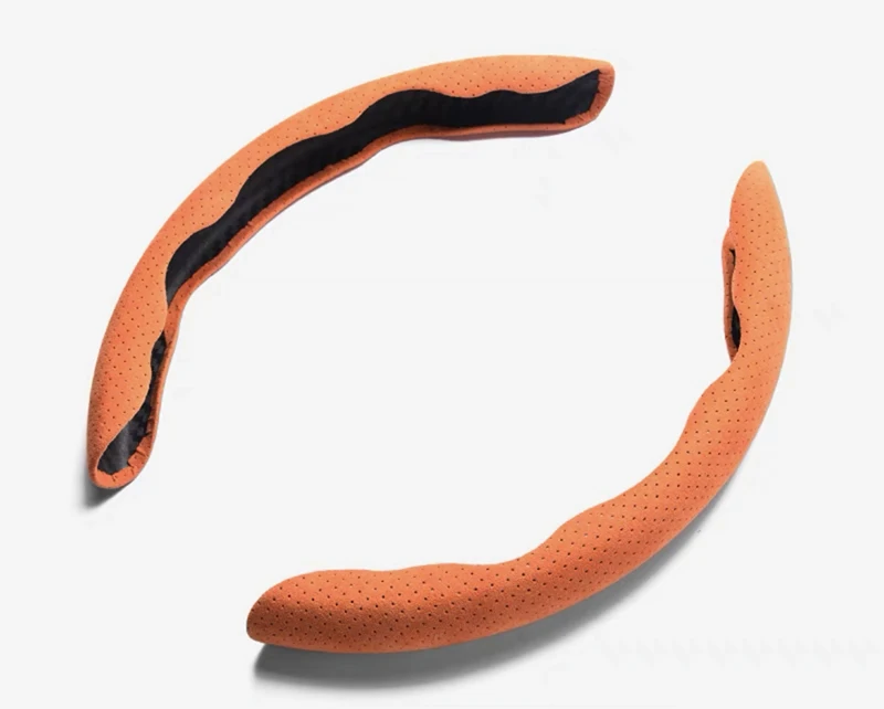 alcantara car steering wheel cover Sweat absorbent non-slip handlebar cover perforated breathable all-season suede