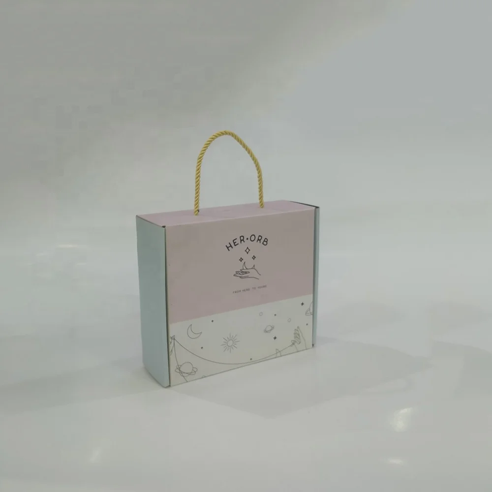Hot Sell Corrugated Packaging Boxes Gift Kids Shoe Clothing Box Custom Handle Gift Mailing Box