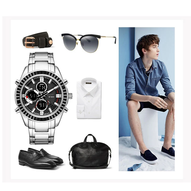 
Blue digital watches 50 meters water resistant watches mens stainless steel men wrist watches 