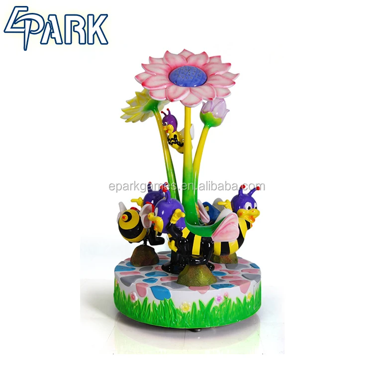 Epark Bee Carousel New Amusement Outdoor Kiddie Ride Mini Carousel Ride Sale Store Front Coin Operated Rides For Kids