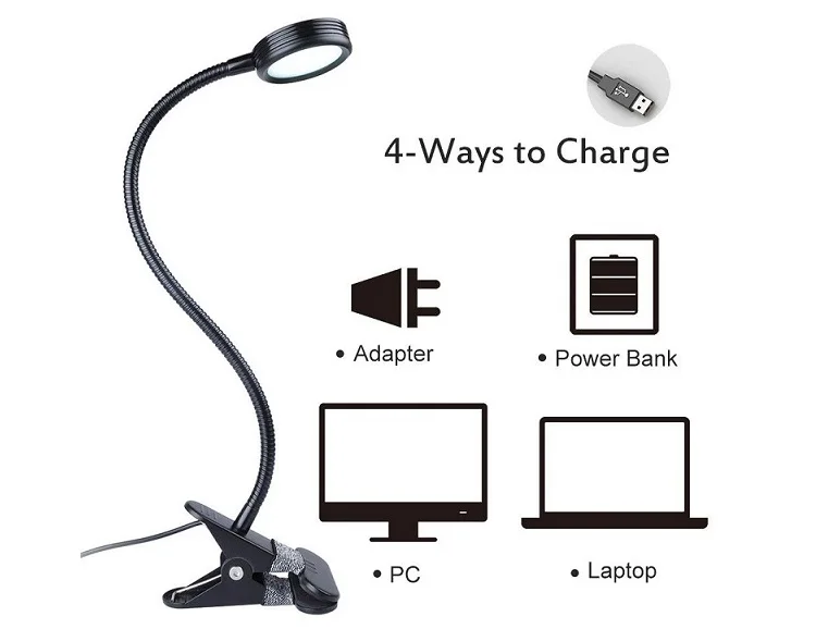 Wall mounted Flexible adjustable Metal Clip desk lamp clamp table lamp LED bedside reading lamp for study