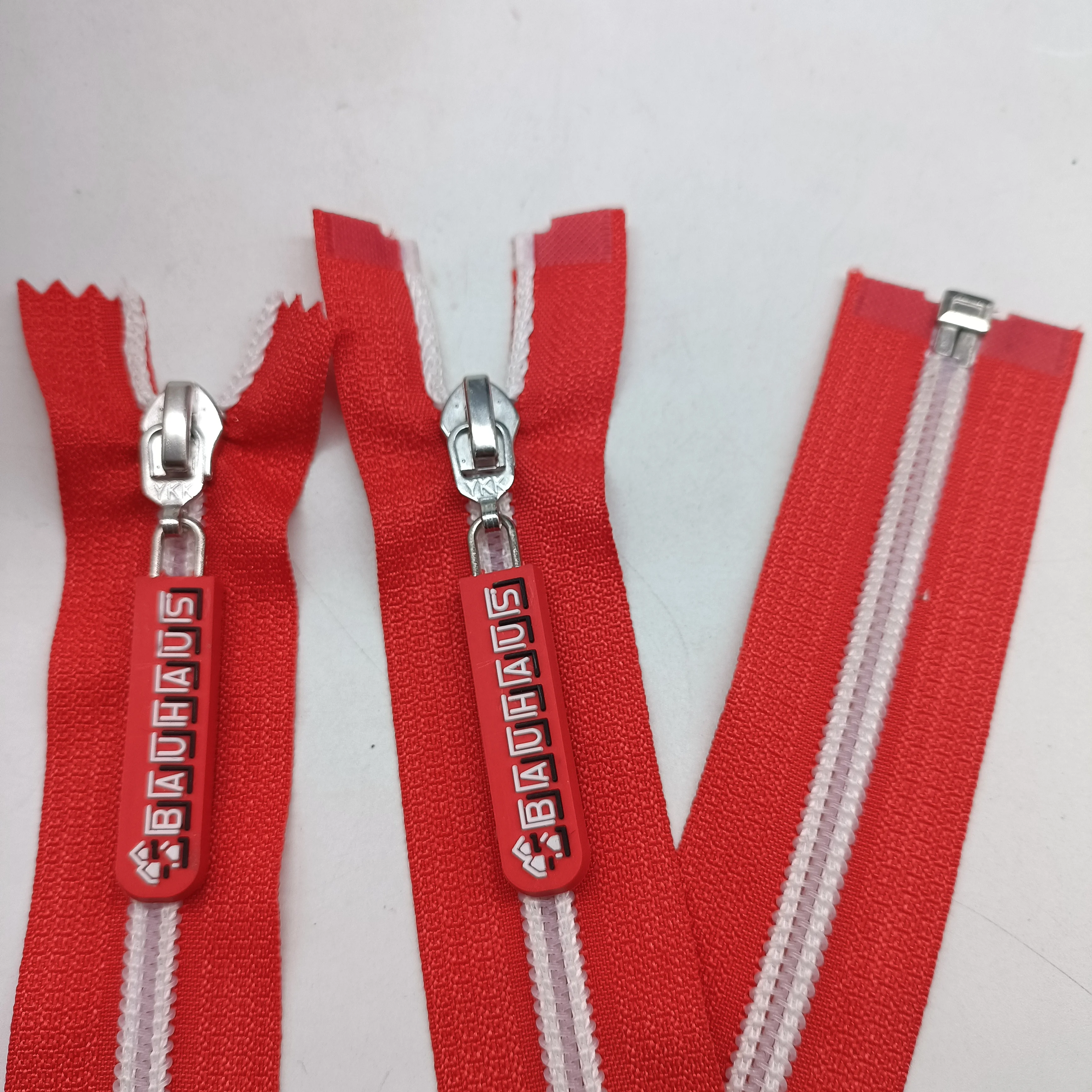 Lanke Sale White Stitch Nylon Zipper With Transparent Teeth Nylon Zipper Open end And Close End Custom Logo Rubber Zipper Puller