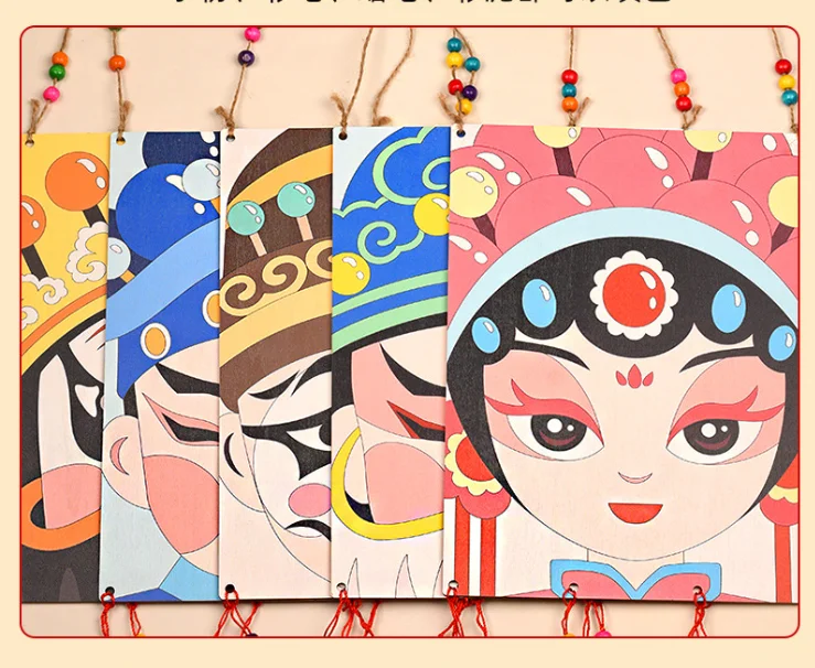 Peking Opera Chinese Style Coloring Wooden Products DIY Hand -Painted Painting