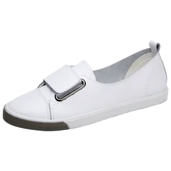 2020 Spring Autumn Women Loafers Flats Lady Slip on White shoes Genuine Leather Moccasins Casual Female Shoes Zapatos De Mujer