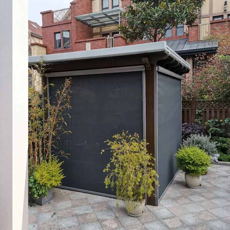 Customized Windproof Outdoor Motorized Zip Track Screen Roller Blinds for sun shade