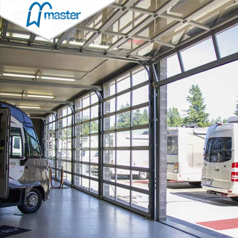 Luxury Modern Full View Tempered Transparent Glass 8X7 Single Clear Glass Aluminum Garage Door With Motor