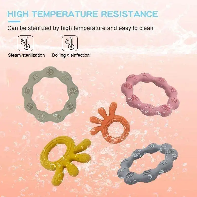 Wholesale Solid Sun Bunny Star Shape Wooden Silicone Donut Baby Teething Toy Bpa Free Silicone Teether Strap Baby Teether