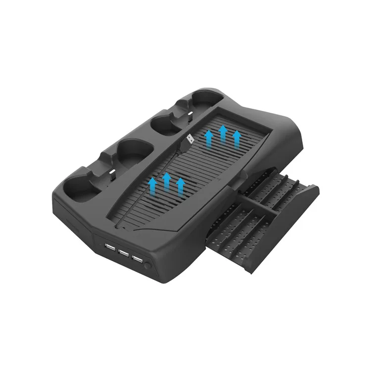 Multifunctional All-in-one accessories Vertical Stand Cooling Fan Dock with Storage Tray Bracket for PS5 Handle Base Charger
