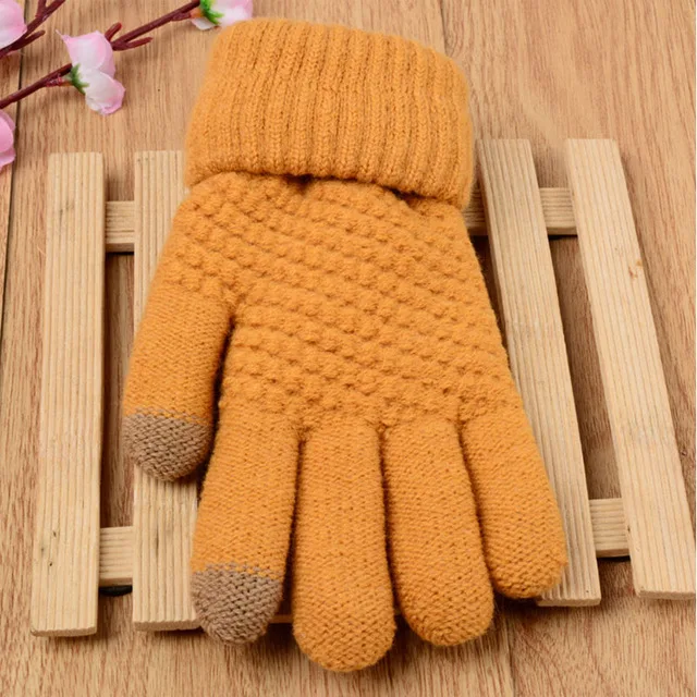 
Winter Touch Screen Gloves Women Men Warm Stretch Knit Mittens Imitations Wool Full Finger Guantes Female Crochet Luvas Thicken 