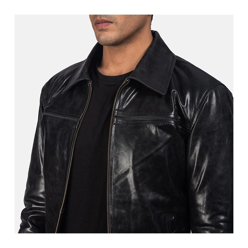 New Fashion Men Zipper Style Real For Men Wholesale Price veste en cuir homme jacke Leather jacket