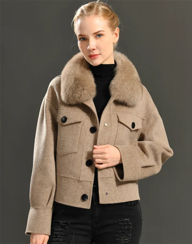 Custom Double-face Outdoor Jackets Reversible Real Fur Collar Vintage Fashion Luxury Elegant Outwear Jacket For Women Winter