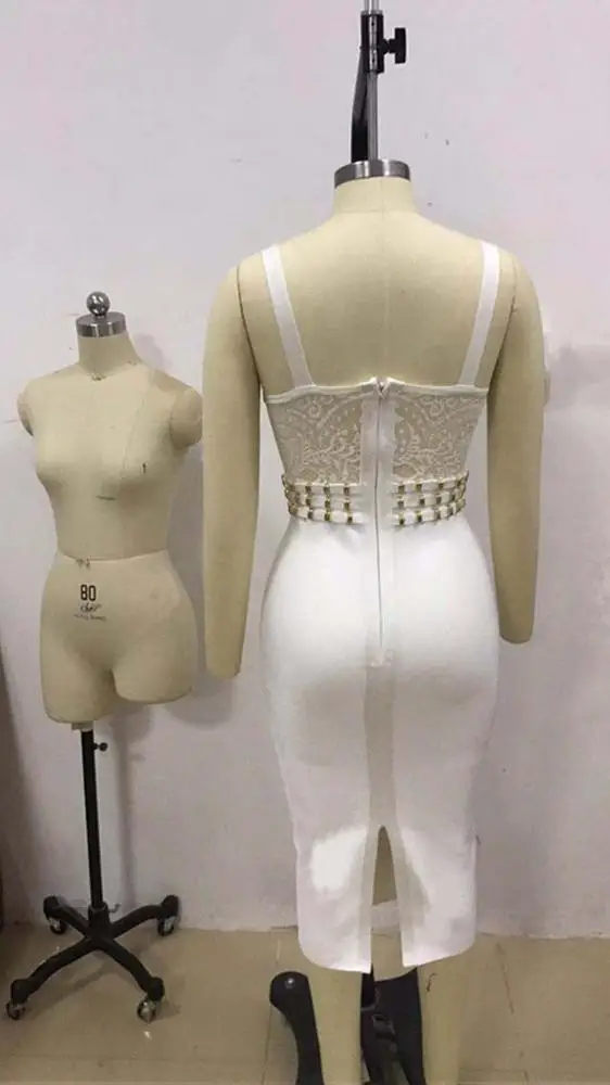 Hot Selling White Women Sexy Bodycon Bandage Evening Dress