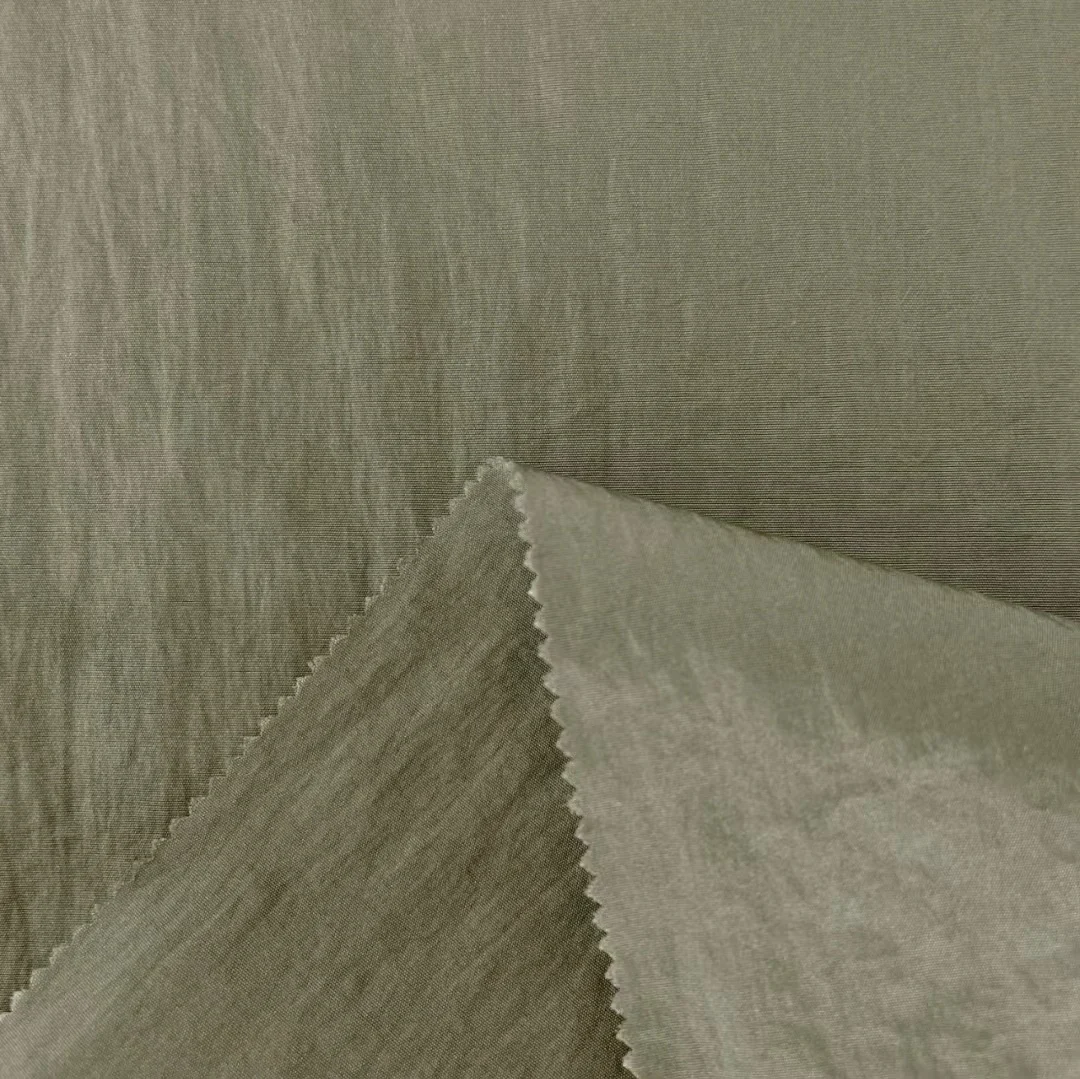 New design soft shiny wrinkle style 108gsm lightweight fabric for jackets