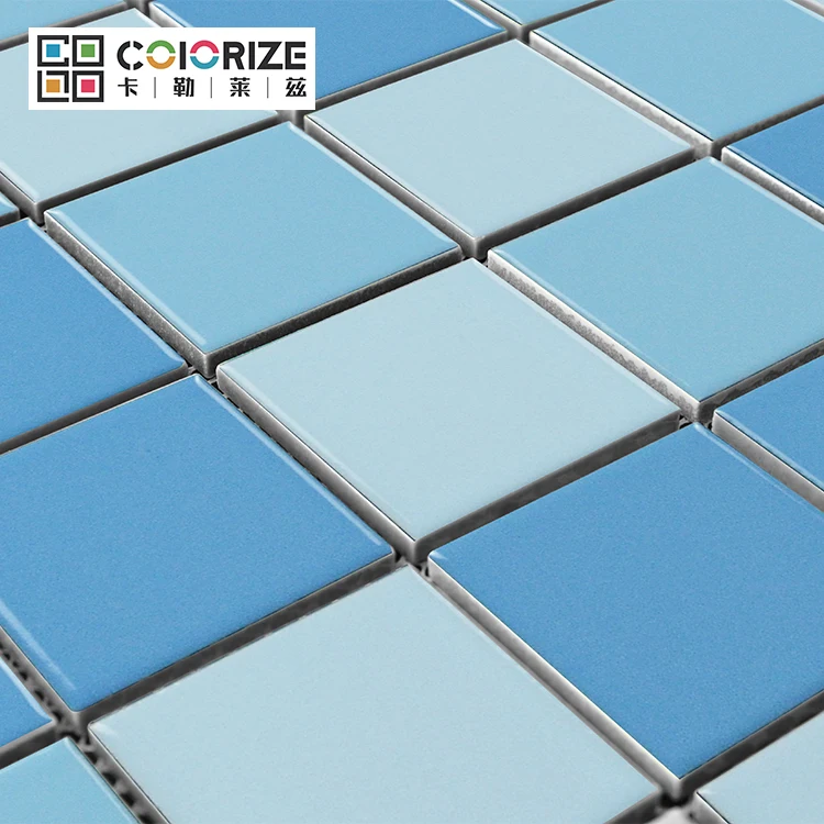 Colorize Factory wholesale Glossy Square Mix blue Porcelain Mosaic Tile new product ceramic swimming pool Mosaico Piscina