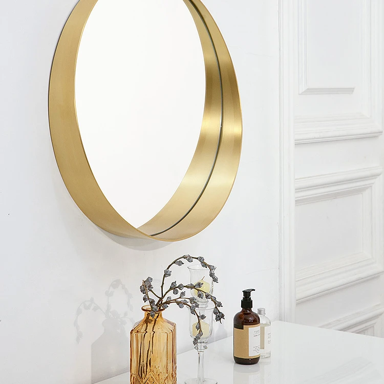 Maxery Brass Nordic Bathroom Salon Mirror Wall-mounted Round Villa Bathroom Mirror Decorative Mirror Customized
