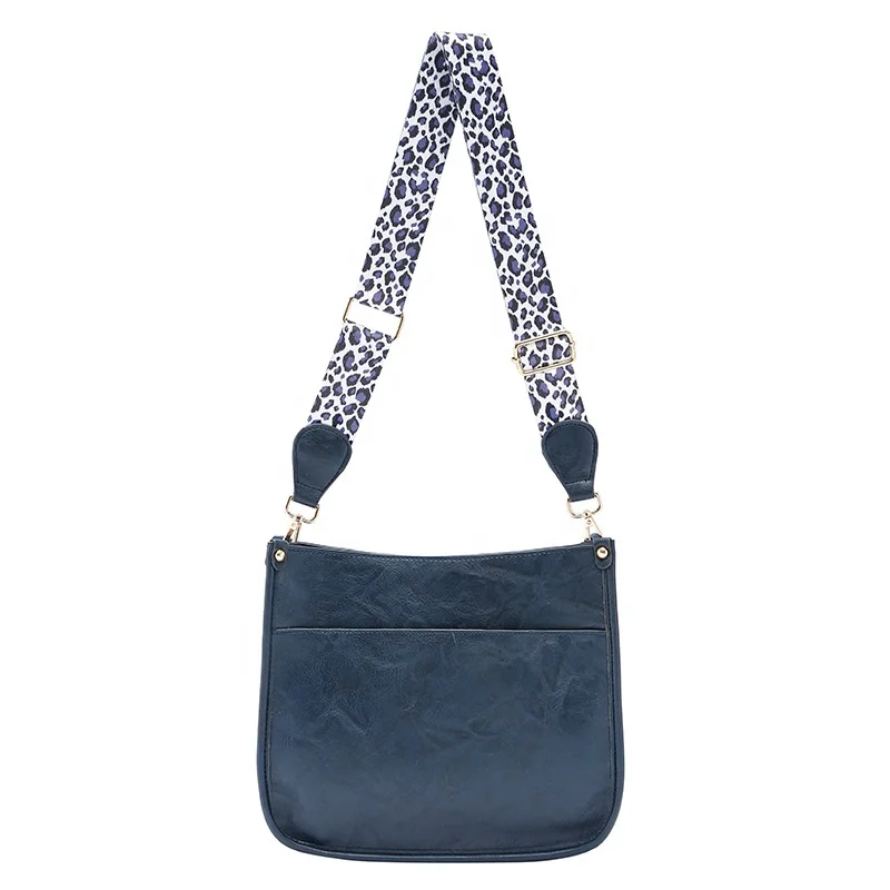 2022 New European And American Popular Pu Solid Color Leopard Print Shoulder Strap Messenger Bag