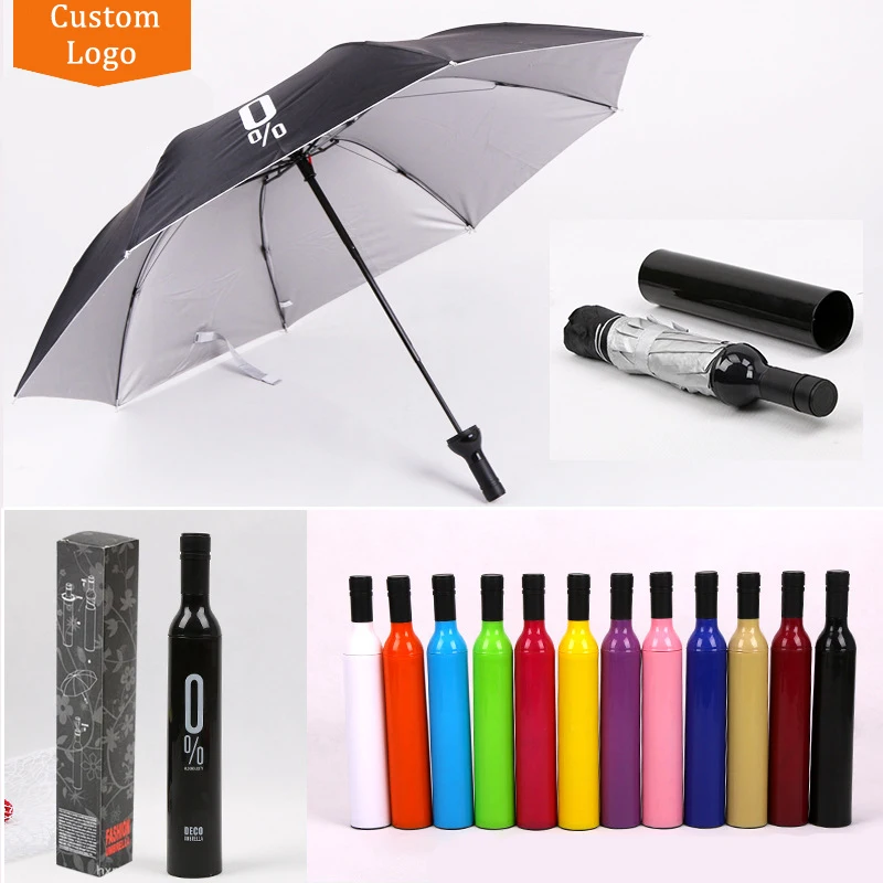 30cm Custom Printing Wine Bottle Umbrellas Small Folding Bottle Umbrella for Rain