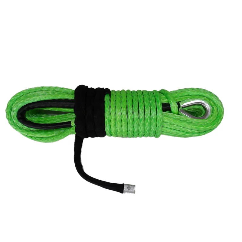 hyropes 10,000LBs Synthetic Winch Line Cable Rope with Black Proteting Sleeve for ATV UTV (Green)