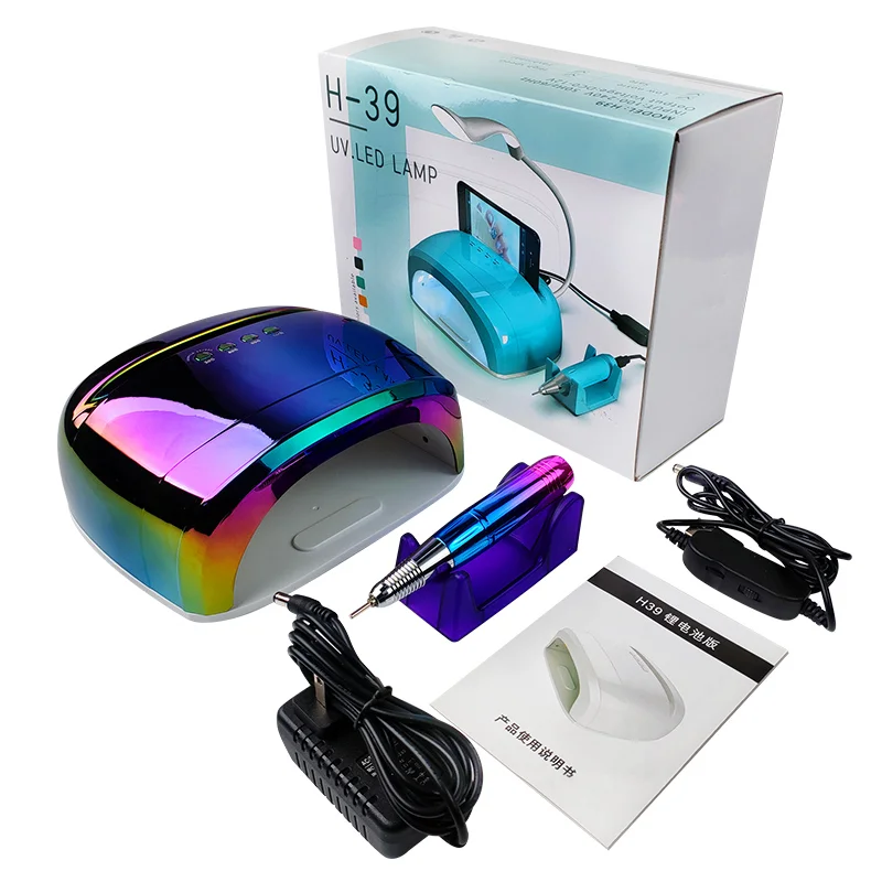 Professional Nail salon rechargeable multi-functional 3 in 1 pedicure manicure machine 96W Nail lamp 30000RPM nail drill