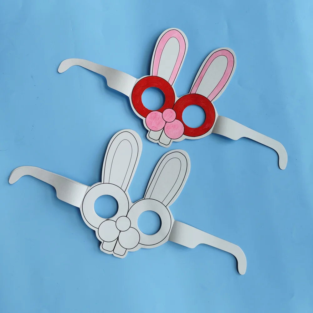 GF Factory Wholesale Handmade Easter Party Decorations Kids DIY Coloring Drawing Paper Toys Bunny Mask Kit
