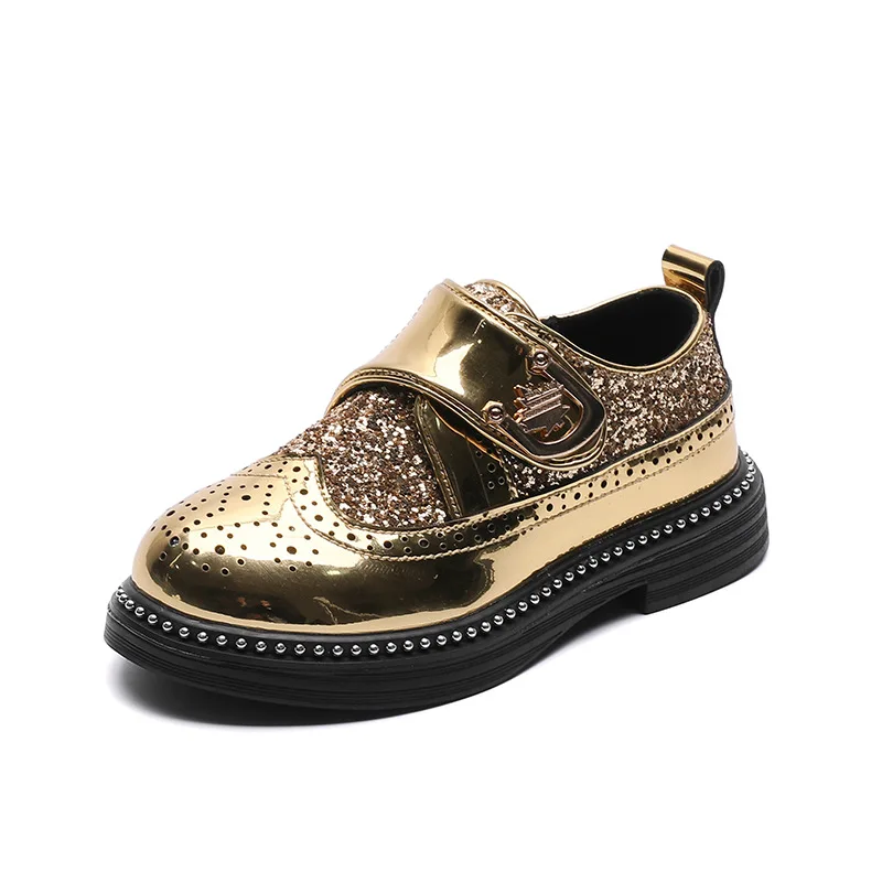 2024 Spring Summer Boys Leather Shoes New Primary School Soft Shoes Students Black English Wind Performance Light Feature Girls