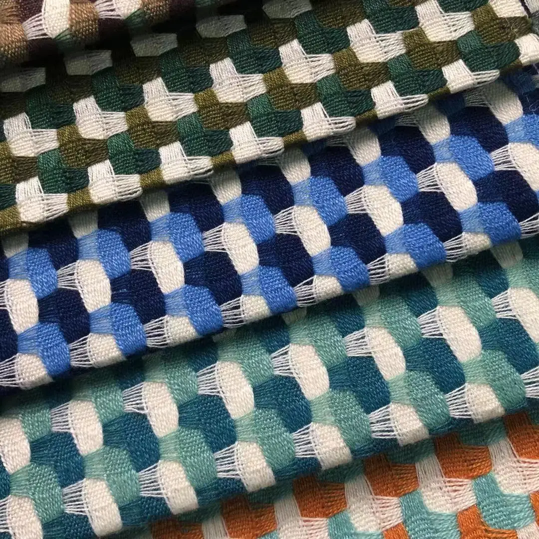 Manufacturer Organic Sustainable Yarn-dyed Woven polyester Fabric for sofa pillow