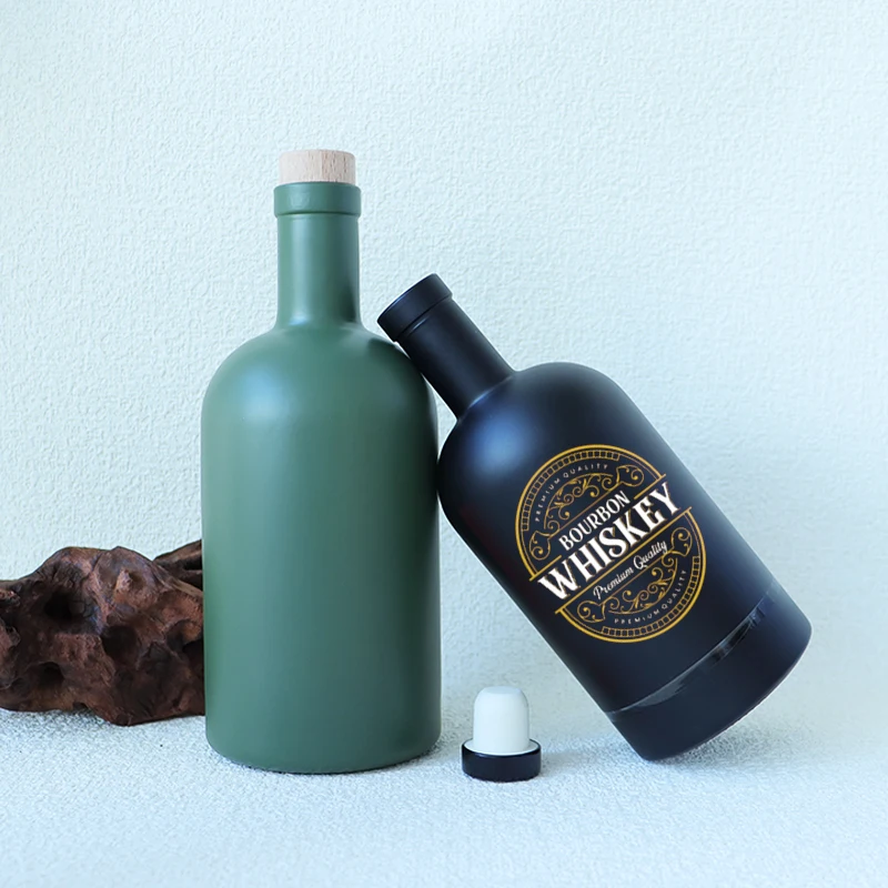 Luxury 100ml 375ml 500ml 750ml brandy vodka whiskey gin liquor packaging bottle with cork Custom Colors glass Olive Oil bottle