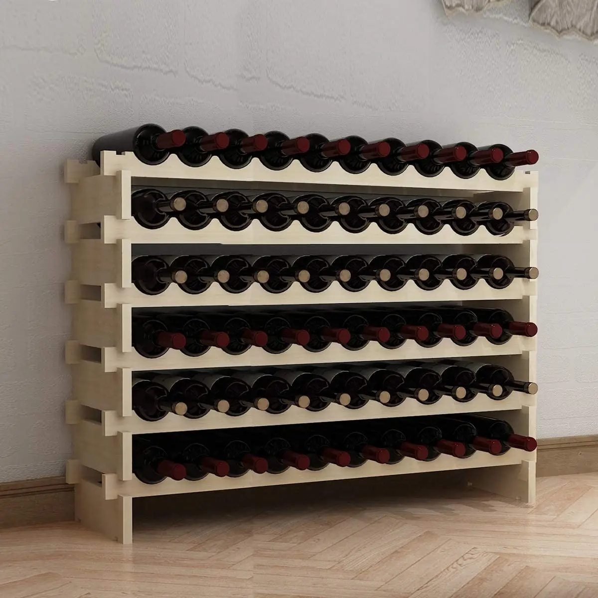 Amazon Popular Free Stand Stack solid timber wood wine racks