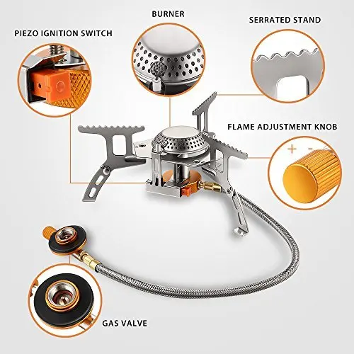 Camping stove gas burner Backpack Gas Stove with Convenient Piezo Ignition