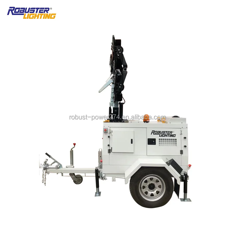 9M Mast LED Light Tower  Hydraulic Telescopic Mobile Lighting Tower portable generator