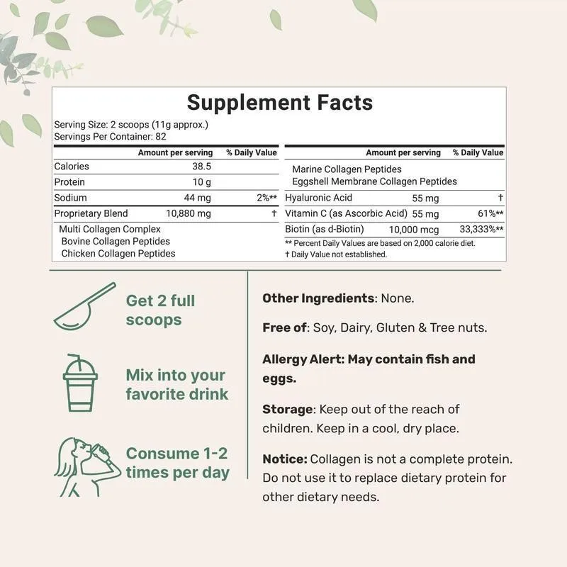 Private Label Multi Collagen Protein Powder Nutrition Supplement Hydrolyzed Acid Collagen Powder for Beauty Skin Nail Hair Grown