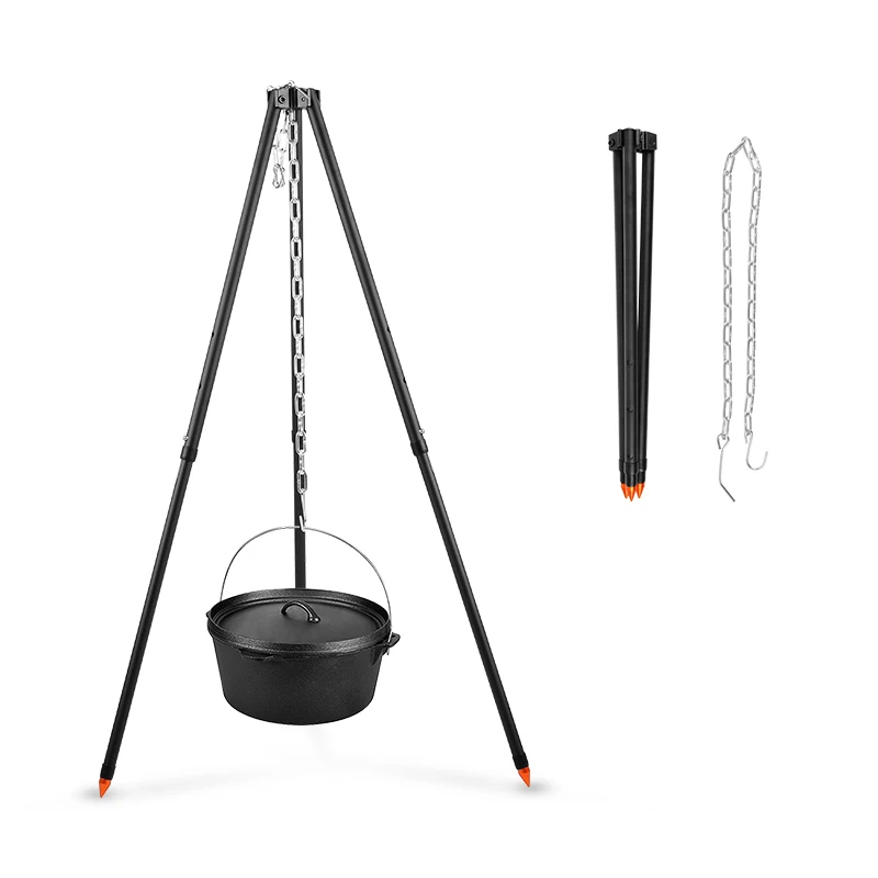KingGear Outdoor Camping Portable Grill Hanging Pot Rack Aluminum Camping Tripod Grill for Barbeque Fire Pit