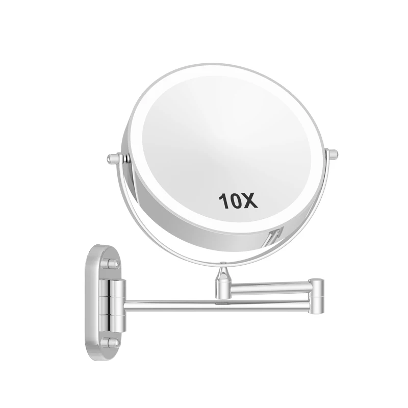 2023 New Arrivals Hotel Wall Mounted Decor Magnifying LED Makeup Illuminated Bathroom Mirror For Cosmetic MF306