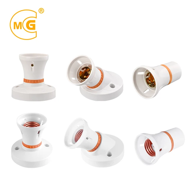 white bakelite angled lampholder Edison bayonet lamp holder