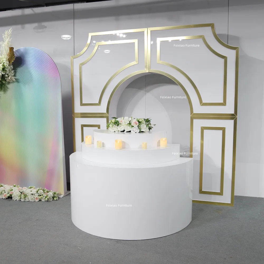 Round white acrylic flower/cake events wedding table