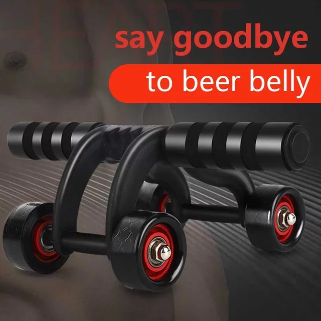 Body Building Core Training Abdominal 4 Wheels Roller Ab Workouts Machine
