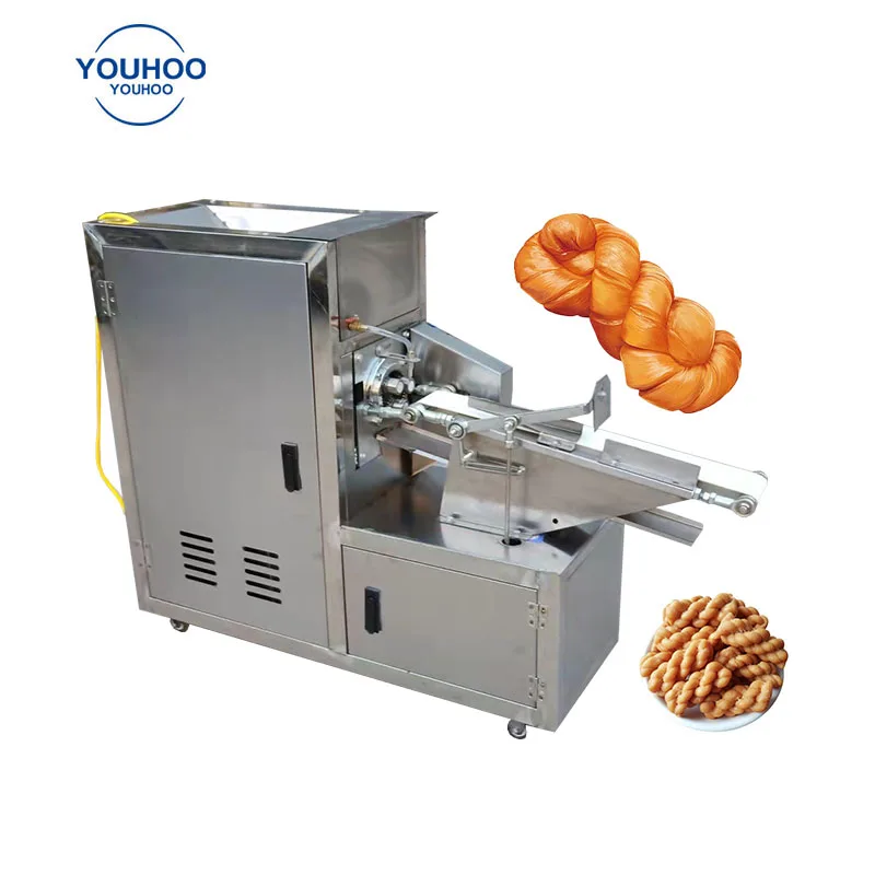 fully automatic crispy fried twist dough snack food maker extruder machine dough twist machinery