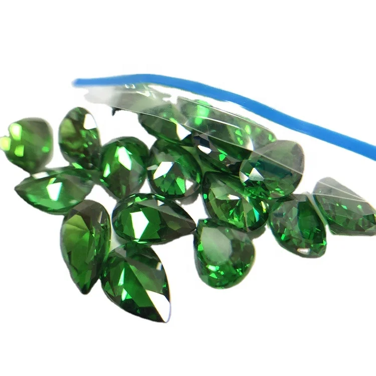 Loose hot sale water droplets 5x7mm 6x9mm gemstone synthetic (lab Created) green pear cubic zirconia