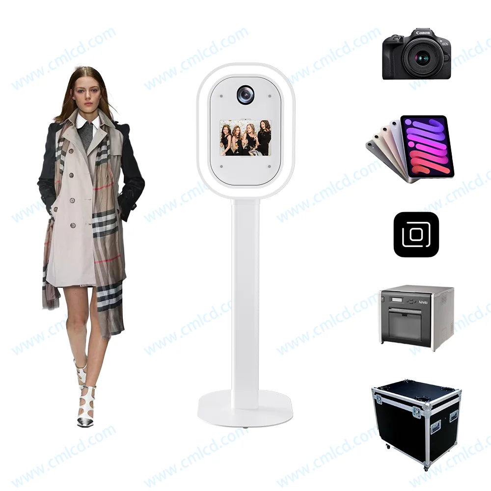 Popular design photobooth Shell Oval Faceplate Photo Booth with led lights for Wedding photobooth with flight case