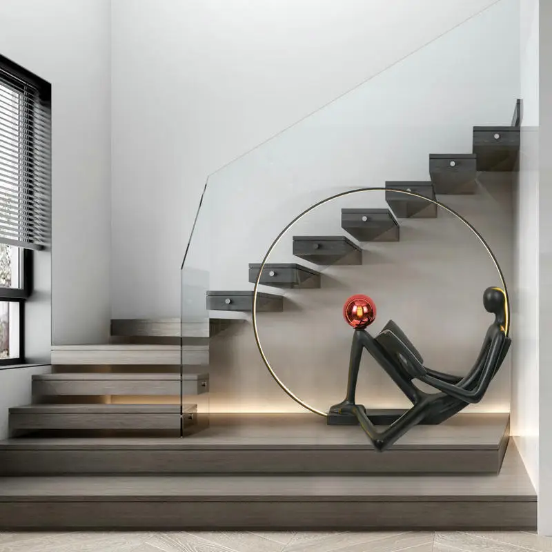 Modern Art Figure SculptureThinker Sculpture Floor Lamp