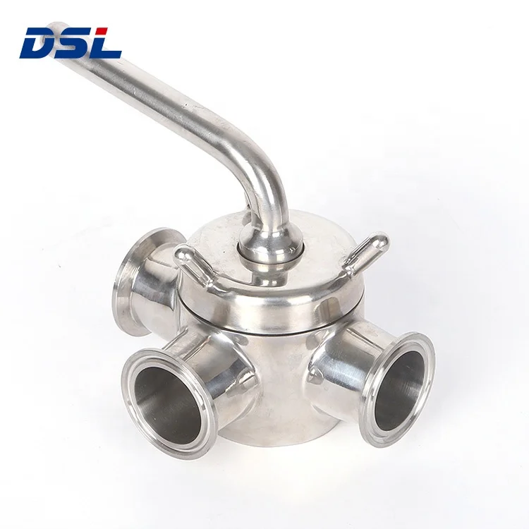Sanitary plug valve 3-way clamped/thread/weld stainless steel three way plug stock cock valve